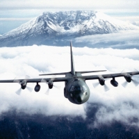 C130 Hercules over Mt St Helens