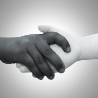 Children Black and White Hands Shake