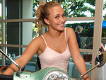 Hayden Panettiere Riding a Motorcycle