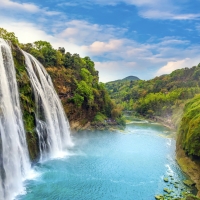 Waterfall in a Valley