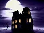 Halloween house under the moon