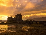 Eilean Donan Castle in North-West Scotland in the Sunset