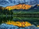 Mountain Gold Reflection in the Lake