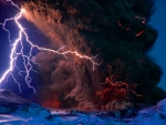 Lightning over a Volcano