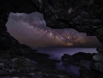 View of Milky Way Sky from Beach Cave