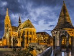 Church at Night in Budapest, Hungary