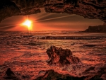 Sunset View from Beach Cave