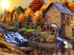 Autumn Water Mill
