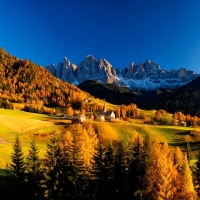Mountain village in autumn