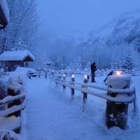 Ice candles along Deck - Alaskan Winter