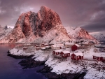Snowy Reine,Reine, Lofoten, Norway
