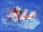 Santa And White Horses