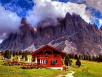 Restaurant chalet in the Italian Dolomites