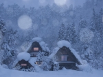 Snowy Log Cabin in the Snowfall