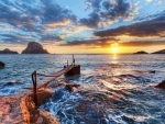 Pier at Sunset in Ibiza with the Balearic Islands