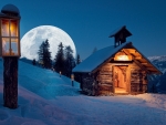 Katschberger Adventweg at full moon,Austria