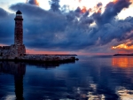 Classic Charlevoix Lighthouse at Sunset