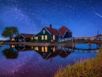 Milky Way over Zaanse Schans (Netherlands)