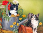kitties and flowers