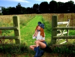Cowgirl At The Gate . .
