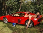 Bikini Model Gina Washing her Ferrari