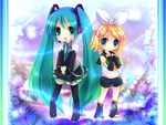 chibi hatsune miku kagamine rin vocaloid
