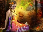 Girl in Autumn Forest