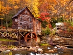 Mill in autumn forest
