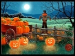 Scarecrow Moon And Pumpkins