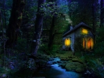 Spooky cottage in the woods