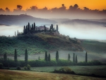 Sunrise in Val d'Orcia, Italy