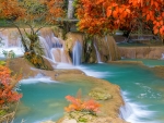 Beautiful Waterfall in the Autumn Forest