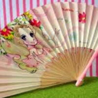 Japanese Retro Seventies Girl Hand Fan
