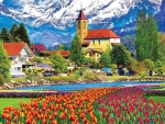 Brienz Town and Flowers, Switzerland