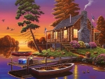 Cabin at sunset