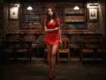 Polina Gofshtein in a Red Dress