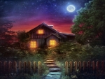 Cottage Under The Moonlight