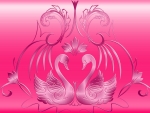 Mauve Swans On Pink Gradient