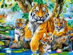 Tigers by the stream