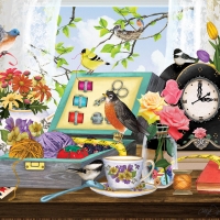 Sewing kit and teacup