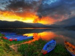 Sunset at Phewa Lake, Pokhara, Nepal