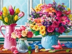 Flowers in vases