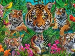 Fantasy Collage of Tigers