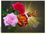 HUMMINGBIRD AND ROSES