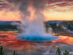Grand Prismatic Spring at Sunset
