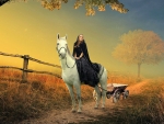 Girl on white horse