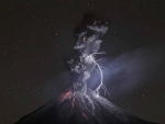 Colima Volcano Eruption at Night