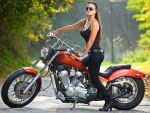 Motorcycle Babe on her Harley