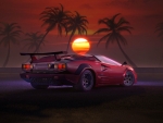 Lamborghini Countach at Sunset