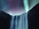 Waterfall Under Northern Lights